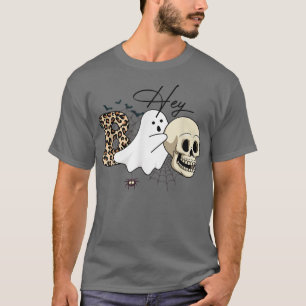 Hey Boo Cute Ghost With Pumpkin Halloween T-Shirt