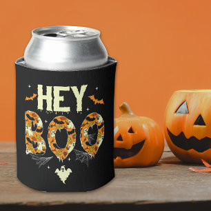Hey Boo Cute Halloween Gift – Ghosts & Bats Can Cooler
