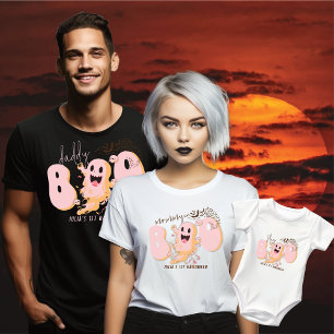 Hey Boo Cute Pink Ghost Baby Girl First Halloween T-Shirt