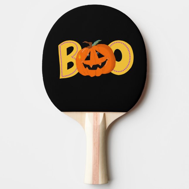 Hey Boo Cute Pumpkin Typography Drawing Art Ping Pong Paddle (Front)