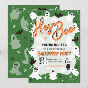 Hey Boo Cute Spooky Ghost Halloween Party Invitation