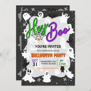 Hey Boo Cute Spooky Ghost Halloween Party Invitation
