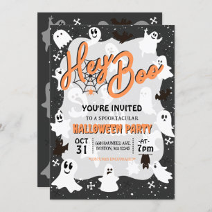 Hey Boo Cute Spooky Ghost Halloween Party Invitation