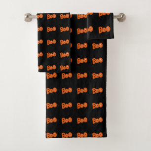Hey Boo Did I Scare You Too Typography Drawing Art Bath Towel Set