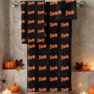 Hey Boo Did I Scare You Too Typography Drawing Art Bath Towel Set