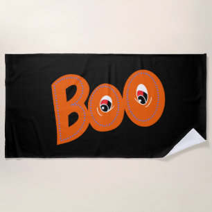 Hey Boo Did I Scare You Too Typography Drawing Art Beach Towel