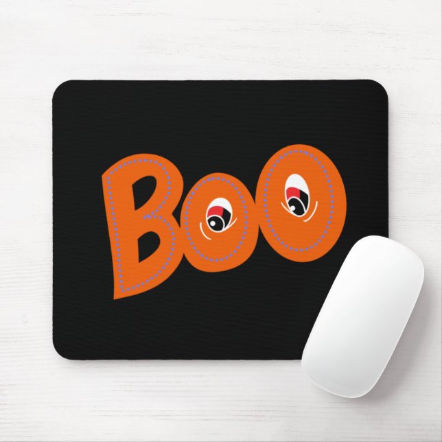 Hey Boo Did I Scare You Too Typography Drawing Art Mouse Mat (With Mouse)