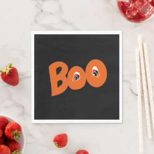Hey Boo Did I Scare You Too Typography Drawing Art Napkin
