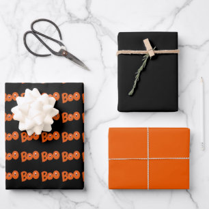 Hey Boo Did I Scare You Too Typography Drawing Art Wrapping Paper Sheet