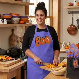 Hey Boo Did I Scare You Typography Drawing Art Apron