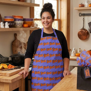 Hey Boo Did I Scare You Typography Drawing Art Apron