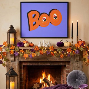 Hey Boo Did I Scare You Typography Drawing Art Canvas Print