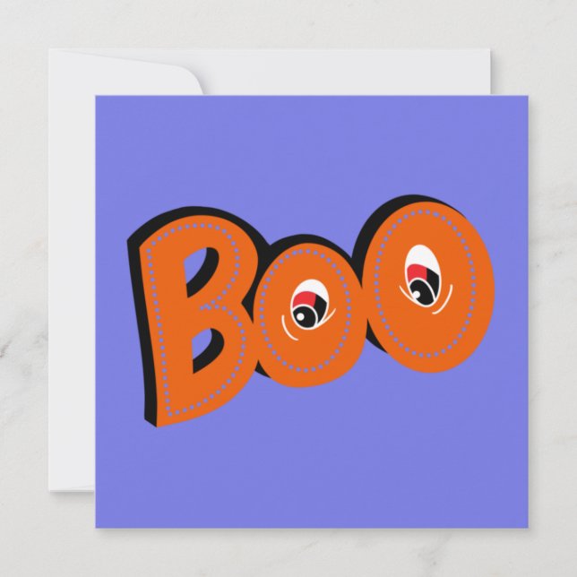 Hey Boo Did I Scare You Typography Drawing Art Card (Front)