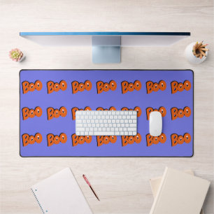 Hey Boo Did I Scare You Typography Drawing Art Desk Mat