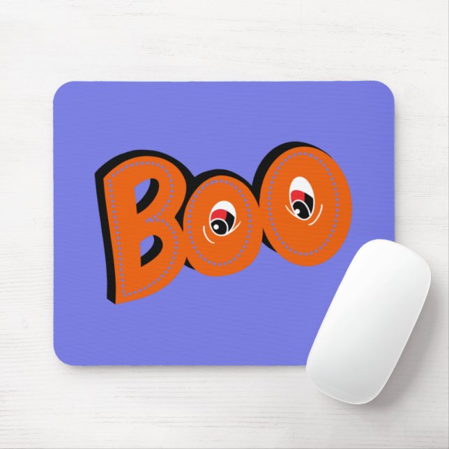 Hey Boo Did I Scare You Typography Drawing Art Mouse Mat (With Mouse)