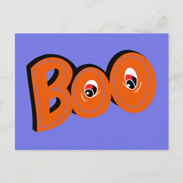 Hey Boo Did I Scare You Typography Drawing Art Postcard (Front)