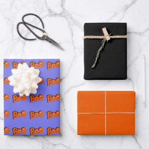 Hey Boo Did I Scare You Typography Drawing Art Wrapping Paper Sheet