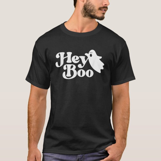 Hey Boo Funny Ghost Halloween Men Women Kids  T-Shirt (Front)