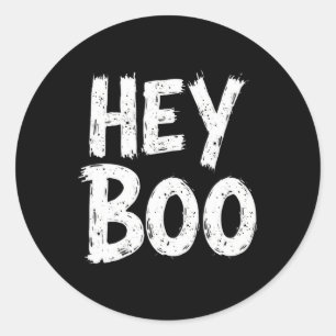 Hey Boo Funny Halloween Ghost  Classic Round Sticker