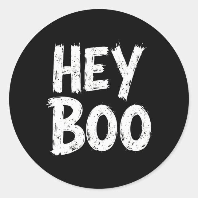 Hey Boo Funny Halloween Ghost  Classic Round Sticker (Front)