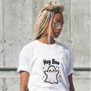 Hey Boo Funny Halloween Ghost Women’s T-Shirt  Tri-Blend Shirt
