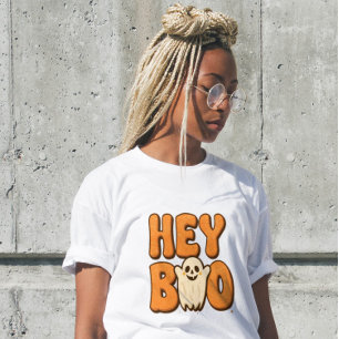 Hey Boo Funny Halloween Ghost Women’s T-Shirt Tri-Blend Shirt