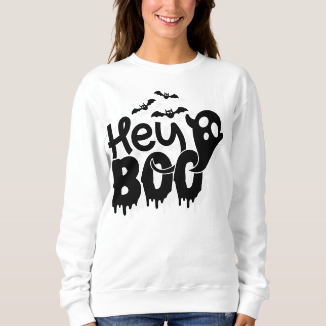 Hey Boo Funny Halloween Sweatshirt (Front)