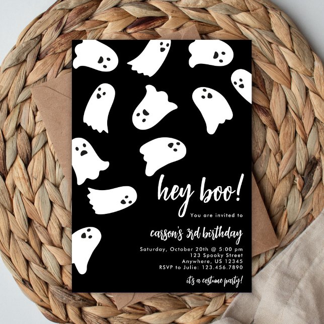 Hey Boo Ghost Birthday Invitation (Creator Uploaded)