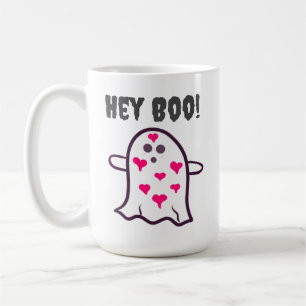 Hey Boo! Ghost Covered in Hearts Coffee Mug