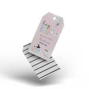 Hey Boo Ghost Pastel Halloween Birthday Welcome Gift Tags