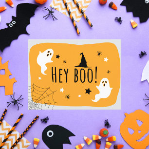 Hey Boo! Ghost-Themed Halloween Orange and Black Holiday Card