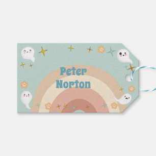 Hey boo goovy halloween retro kids birthday gift tags