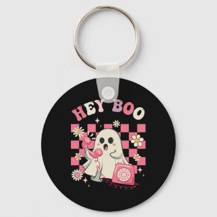 Hey Boo Groovy Cute Ghost Funny Halloween Womens K Key Ring