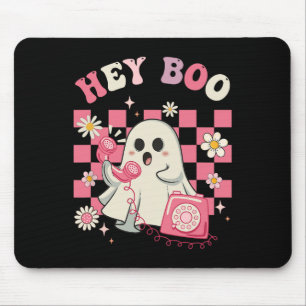 Hey Boo Groovy Cute Ghost Funny Halloween Womens K Mouse Mat