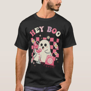 Hey Boo Groovy Cute Ghost Funny Halloween Womens K T-Shirt