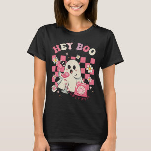 Hey Boo Groovy Cute Ghost Funny Halloween Womens K T-Shirt