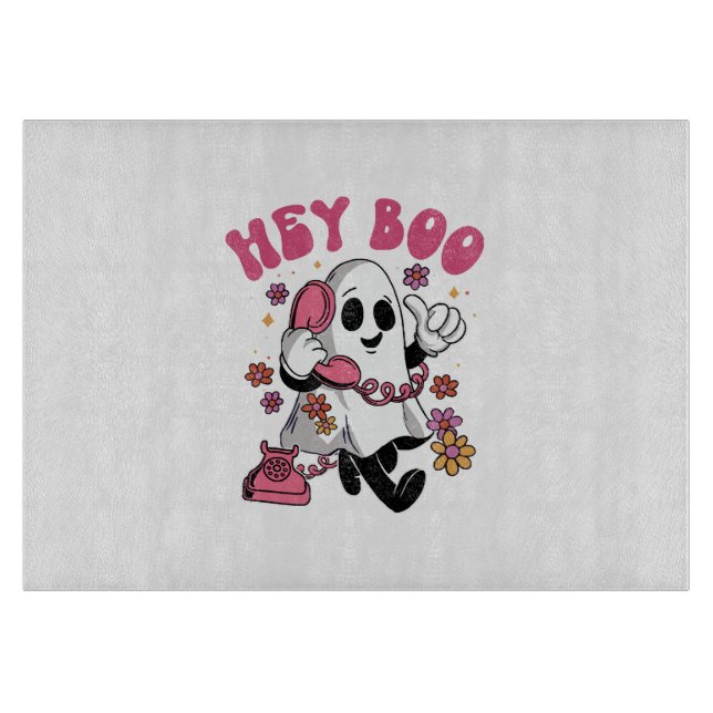 Hey Boo - Groovy Ghost Halloween  Cutting Board (Front)