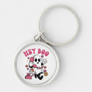 Hey Boo - Groovy Ghost Halloween Key Ring