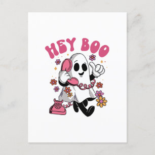 Hey Boo - Groovy Ghost Halloween Postcard