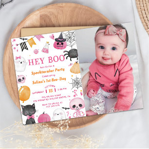 Hey Boo! Halloween 1st Birthday Party Photo Invitation