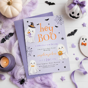 Hey Boo Halloween Baby Shower ghost Invitation