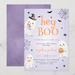 Hey Boo Halloween Baby Shower ghost Invitation
