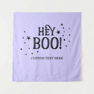 Hey Boo! Halloween Backdrop purple party banner  Tapestry