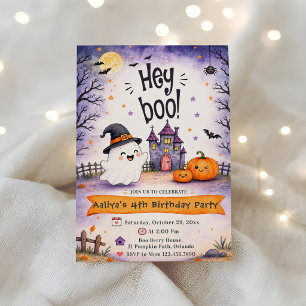 Hey Boo Halloween Birthday Party Invitation