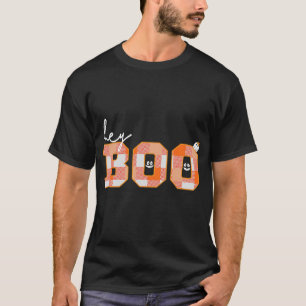 Hey Boo Halloween Ghost Halloween Costume Plaid Wo T-Shirt