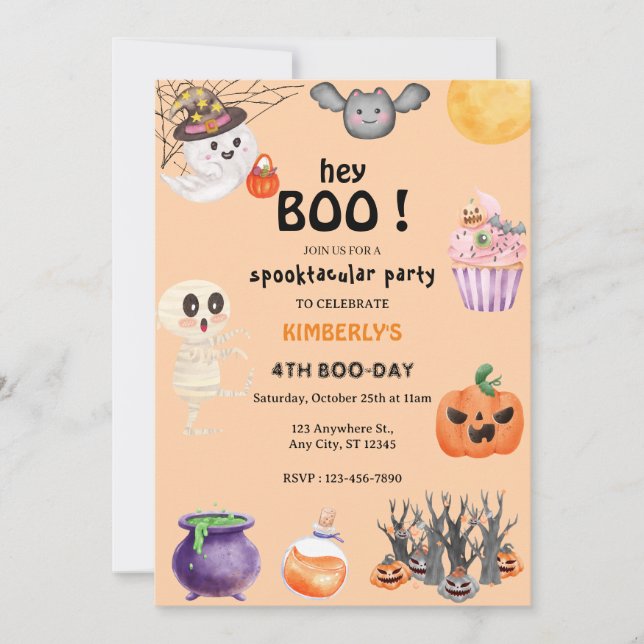 Hey Boo! Halloween Ghost Spooktacular Birthday Invitation (Front)