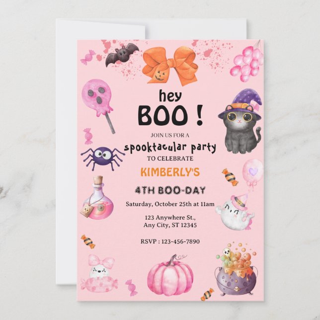 Hey Boo! Halloween Ghost Spooktacular Birthday Invitation (Front)