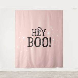 Hey Boo! Halloween pink Backdrop party banner Tapestry