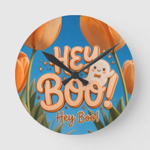 Hey Boo! Halloween Round Clock