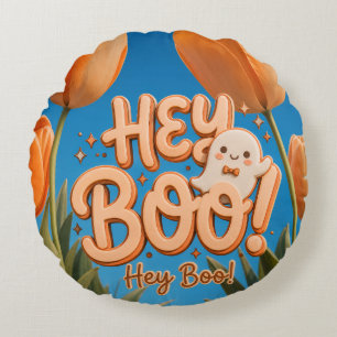 Hey Boo! Halloween Round Cushion